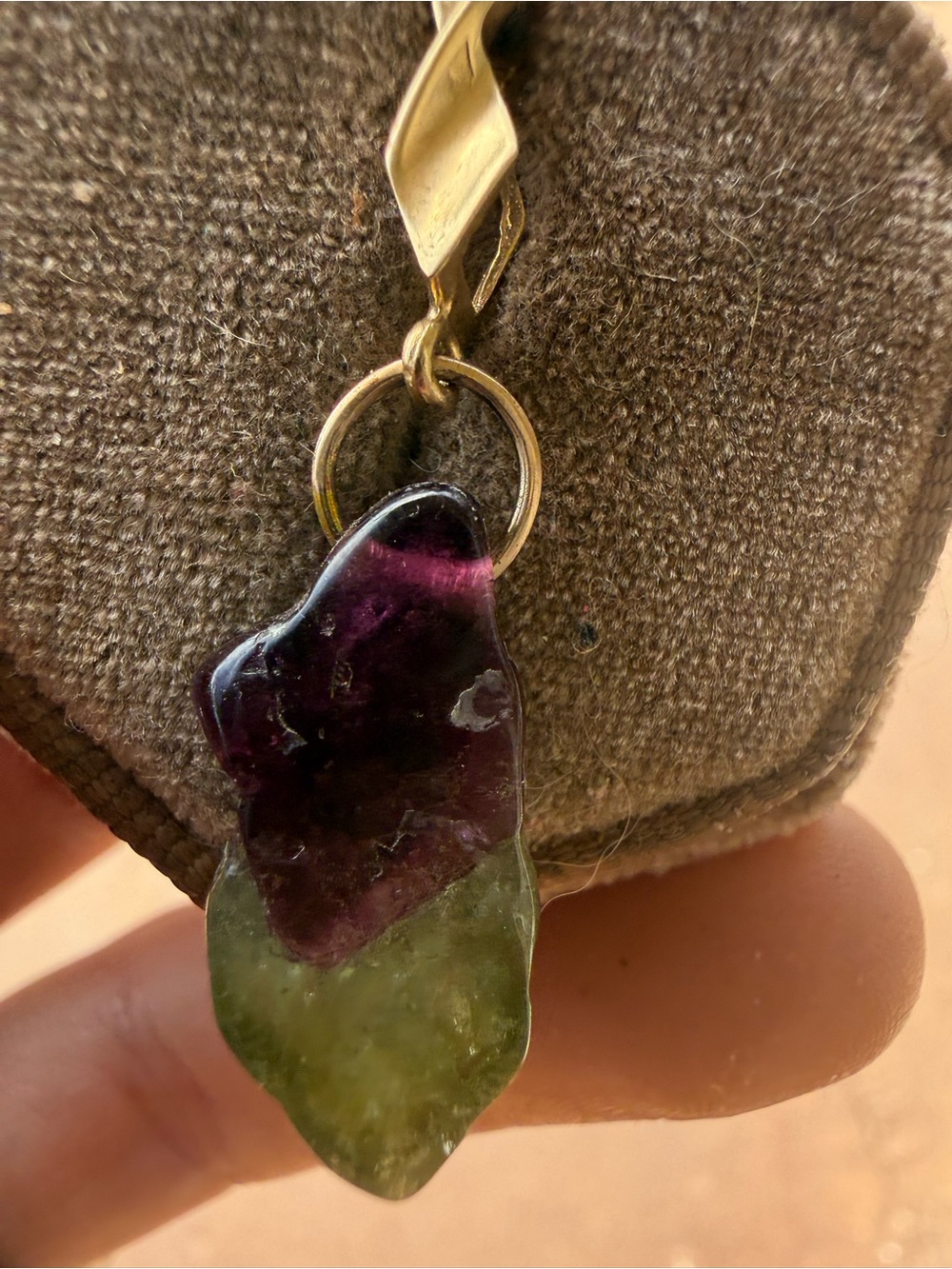 Solid 14k yellow gold genuine watermelon tourmaline pendant handmade - Picture 3 of 12